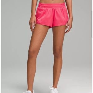 Lululemon hotty hot shorts, size 2, hot pink, low rise, length 2.5